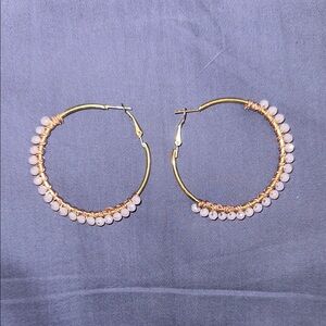 Elegant Gold and Pink Hoop Earrings